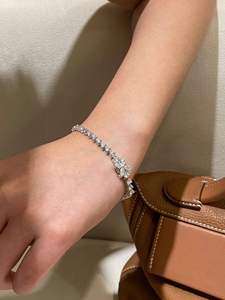 สร้อยข้อมือเงินสเตอร์ลิงประดับมอยส์ซาไนต์ทรงกลมระยิบระยับ สร้อยข้อมือเจ้าสาว ของขวัญคริสต์มาส - Product Image 4