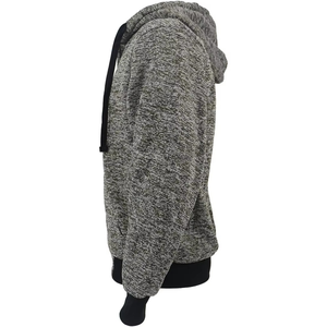 Sweat à capuche zippé en molleton de coton noir sur mesure pour homme, grande taille, pour vêtements d'hiver, motif uni - Product Image 2