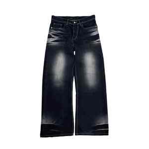 MEESAM LEATHER HOSIERY Jeans de mezclilla unisex 100% algodón de secado rápido, cintura alta, peso pesado, estilo vintage, corte regular, rectos, con relieve - Product Image 3