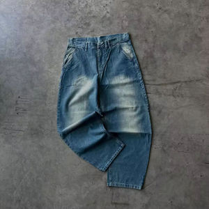 Jean baggy homme taille haute léger personnalisé style streetwear délavé coupe large - Product Image 3