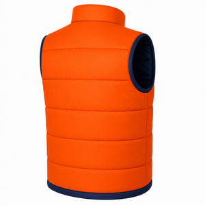 Custom <b>Men</b> Puffer Vest Full Zip Stand Collar Contrast Trim Padded Vest Horizontal Quilted Winter Vest Custom Sleeveless <b>Jacket</b> - Product Image 4