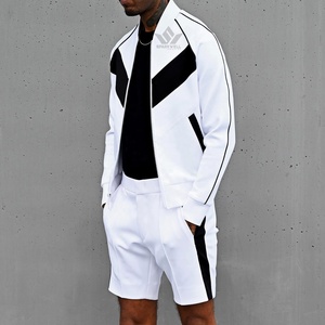 Unisex <b>White</b> Tracksuit Set Full Zip <b>Jacket</b> and Jogger Pants with Contrast Side Stripes Casual Sportswear for Spring - Product Image 3