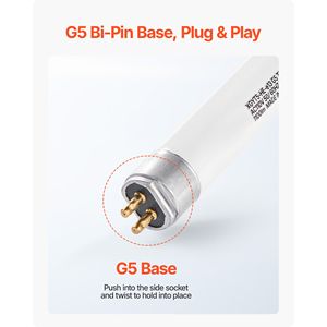 Confezione da 8 Tubi Fluorescenti Lineari da 21 Pollici, Luce Bianca Calda 13W, Attacco G5 Bi-Pin, 3000K, Materiale in Vetro - Product Image 4