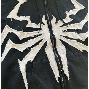 Sweat à capuche unisexe personnalisé par le fabricant, en molleton épais, à épaules tombantes, avec impression par transfert thermique motif araignée, écologique - Product Image 6