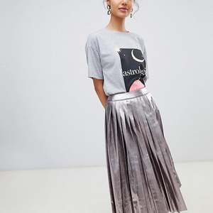 Camiseta Oversize de Cuello Redondo para Mujer, Gris, Algodón Jersey, Corte Holgado, Manga Corta, Color Sólido, Primavera Verano, Informal - Product Image 1
