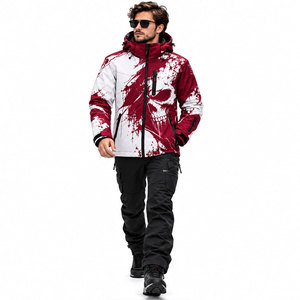 Veste matelassée à capuche pour homme, coupe-vent, imprimé crâne, fermeture éclair, manteau chaud et épais pour le ski et les activités hivernales - Product Image 5