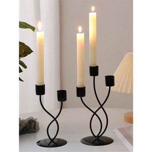Candélabre moderne en métal doré de style nordique, porte-bougie conique à 3 niveaux en laiton pour centre de table de mariage, support de bougie géométrique minimaliste - Product Image 5