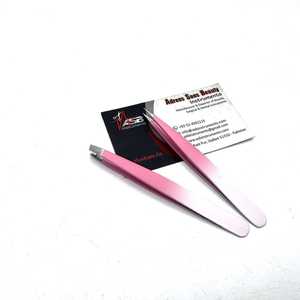 Pince à épiler en acier durable avec logo personnalisé, pointe biseautée, rose ombré, ciseaux à sourcils à ressort pour usage esthétique - Product Image 4