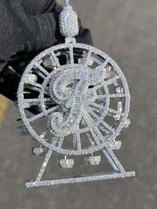 Rhinestone Crystal Ferris Wheel Pendant 3D Metal <b>Charm</b> <b>Silver</b> Color Gold Plated Mini Model for Gift and Decor - Product Image 1