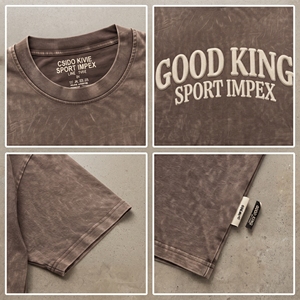 เสื้อยืดโอเวอร์ไซส์ทรงบ็อกซี่สีน้ำตาลสไตล์วินเทจ ผ้าคอตตอนหนานุ่ม พิมพ์ลายพัฟฟ์ สำหรับผู้ชาย แบบเรียบๆ สตรีทแวร์ รับผลิตแบบ OEM พร้อมบริการดรอปชิปปิ้ง - Product Image 4