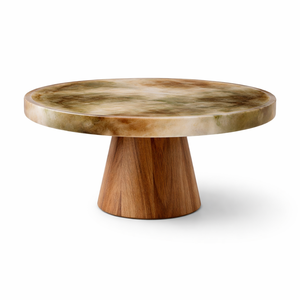 Base para Pastel de Resina Azul con Base de Madera, Plato Redondo Elegante para Servir en Bodas, Fiestas y Decoración del Hogar, Soporte Único para Exhibir Pasteles - Product Image 4