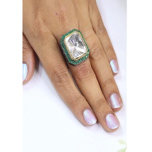 STUNNING SPARKLES Beautiful Premium Quality <b>Brass</b> Gold Plated Zircon Stone Look Adjustable Trendy <b>Ring</b> for Wedding Wear Women - Product Image 1