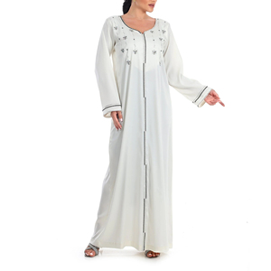 2026 Trends Cp Modest Ankle-Length Traditional Jalabiya <b>Dress</b> Polyester ODM Service Geometric Pattern V Neck Breathable - Product Image 6
