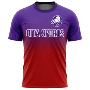 Maillot de football sublimé violet et rouge pour homme – Tenue de sport athlétique à manches courtes pour entraînement et match - Product Image 1