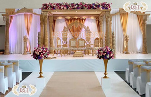 Mandap de mariage indien à thème ouvert créatif Mandap de mariage Maharani de luxe Décoration de mandap de mariage Look chic Installation de mandap en bois d'intérieur - Product Image 5