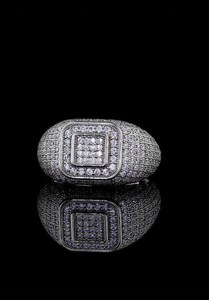 Custom Round Cut Moissanite Half Eternity Pave Set <b>Ring</b> 925 Sterling Silver Mens <b>Iced</b> Out Hip Hop Jewelry For Friends - Product Image 5