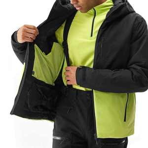 Zavi Sports Men's Color Blocked <b>Ski</b> <b>Jacket</b> With Zipper Closure Waterproof Synthetic Insulated Outdoor Wear Black And Lime <b>Green</b> - Product Image 3