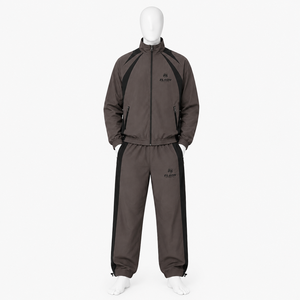 Ensemble de survêtements amples coupe-vent 2 pièces brodés, en nylon, color block, pour hommes - Product Image 1