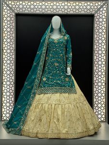 Royal Plum & <b>Gold</b> Embroidered Farshi Suit - Premium Viscose Silk Kurta with Tiered Cream Gharara and Matching Dupatta - Festive - Product Image 6