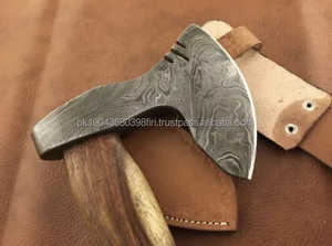 Ejes de acero de Damasco de alta calidad de MS-Factory Uso multiusos con mango de madera personalizable Diseño popular Logotipo personalizado OEM - Product Image 2