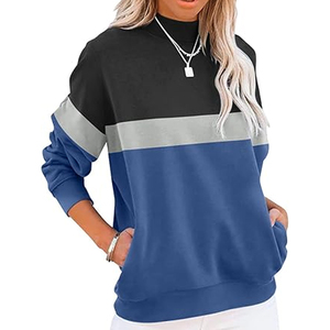 Women's Casual Long Sleeve Sports Hoodie Spandex Other Collar Sweatshirt Lined Autumn Color Matching <b>Tops</b> <b>Mock</b> <b>Neck</b> Turtle <b>Neck</b> - Product Image 1