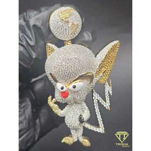 Colgante Personalizado de Personaje de Dibujos Animados, Completamente Cubierto de Diamantes VVS Cultivados en Laboratorio con Plata de Ley 925, Joyería Hip Hop - Product Image 1