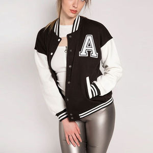 Chaqueta Universitaria de Motocicleta para Mujer TITAN TREAD WEAR, Corte Ajustado, Color Negro y Blanco Sólido, Manga Larga, Cierre de Cremallera, Ropa de Otoño - Product Image 6