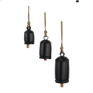 Black Metal Bell <b>Wind</b> <b>Chime</b> Hanging Ornament Shape Black Nickel Plated Feng Shui Home Decoration Rattler Fashion Buddhism - Product Image 6