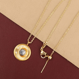 Collier chaîne à pendentif pièce en opale dendritique El Joyero, plaqué or, tendance, vente en gros, personnalisé, modèle 5395, Inde - Product Image 1