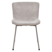 Chaise de salle à manger moderne LUOOMA Mirea en tissu, dossier beige rembourré, durable, avec pieds en métal gris soyeux, garantie 1 an