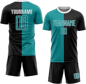 Custom Sublimated Soccer Jersey Set Adult Unisex <b>Pink</b> Blue Color Block Quick Dry Short Sleeve Football Uniform Team Name Printed - Product Image 2