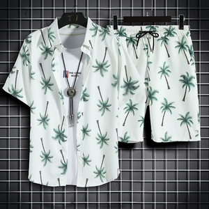 Conjunto de Camisa y Pantalones Cortos Deportivos con Estampado 3D para Hombre, Estilo Hawaiano, para Vacaciones - Product Image 6