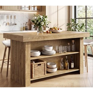 Mango Wood Kitchen Island with Open <b>Shelving</b> - Wholesale Handcrafted Furniture - Product Image 6
