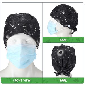High Quality Unisex Nurse <b>Cap</b> Quick Dry Breathable Customized Logo Worsted Fabric Medical <b>Scrub</b> Hats Button Ponytail Surgical - Product Image 3