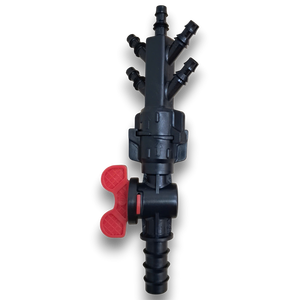 5-Way Hose Splitter Valve 16mm Barb Connectors Virgin <b>Plastic</b> Garden Irrigation Water Manifold Red Handle ISO Certified - Product Image 3