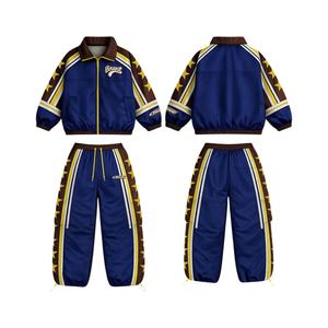 Ensemble de survêtement pour homme, veste coupe-vent et pantalon, manches longues, polyester et nylon, couleurs personnalisées, pour le sport et la course en extérieur - Product Image 1