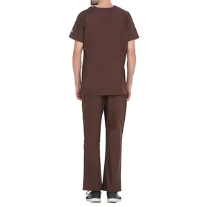Conjunto de Uniforme Médico Marrón, Pantalones de Trabajo Rectos, Blusa de Manga Corta con Cuello en V, Ropa de Trabajo para Personal Hospitalario, Suministro al por Mayor B2B - Product Image 3