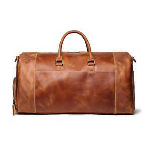 Bolsos de lona de fin de semana de gran capacidad, elegantes y lujosos, de cuero genuino marrón, de alta calidad con cierre de cremallera, ideales para viajar. - Product Image 4
