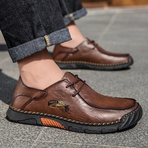 Mocassins de conduite décontractés en cuir pour hommes, à lacets, confortables, semelle souple, grandes tailles, pour l'été et le quotidien - Product Image 4