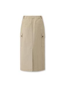 Women's Polyester Woven Casual Non-Stretch Pencil <b>Skirt</b> High-Waist Back Vent Beige Mid-Calf ODM - Product Image 1