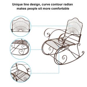 Sedia a dondolo da esterno in ferro battuto per patio, comoda sedia a dondolo per giardino/cortile - Product Image 3