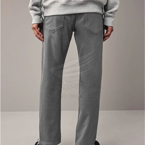 Jean décontracté pour homme, coupe droite, taille mi-haute, délavage clair, 100 % coton, léger, confortable, respirant, écologique, haute qualité - Product Image 2