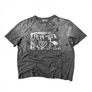 Conjunto de Camiseta y Pantalones Cortos con Estampado Gráfico Personalizado, Estilo Urbano, Corte Holgado, Estilo Hip Hop, Camiseta Deportiva con Estampado de Letras - Product Image 1