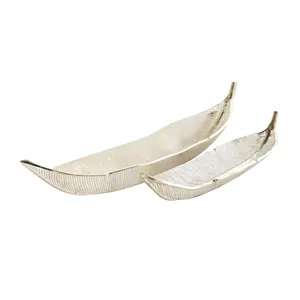 Handmade Metal Leaf Shaped <b>Decorative</b> <b>Plate</b> Minimalist Design Engraved Plant Pattern Dishes & <b>Plates</b> - Product Image 2