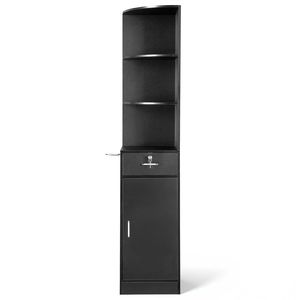 Mobiletto Angolare a 3 Ripiani in Truciolato E0 da 15mm Nero Opaco, 190,5 cm (H), Durevole, con 1 Anta e 1 Cassetto, Multiuso per Salone - Product Image 3
