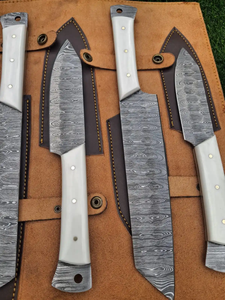 Juego de Cuchillos LEGACY BLADES de Acero de Damasco Hechos a Mano, 5 Piezas, Mango de Resina, Hoja Recta Pulida, Cuchillos de Chef Ambidiestros - Product Image 6