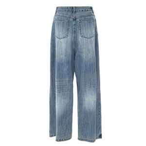 Ladies Denim Cargo Pants High Waist Wide Leg <b>Jeans</b> Light Wash Multi Pockets Relaxed Fit Baggy Denim Trousers - Product Image 3