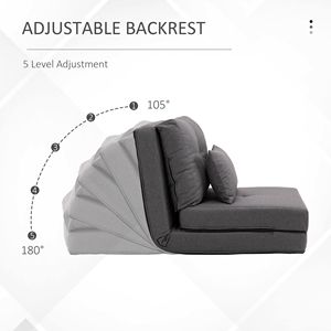 Poltrona Convertibile con Schienale Regolabile, Divano Letto Imbottito, Struttura in Metallo, Divano Pigro Estensibile da Terra, Cuscini in Metallo Pieghevoli - Product Image 6