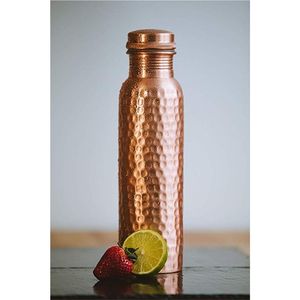 Botella de Agua de Cobre Puro con Acabado Martillado, Hermética, sin Juntas, Botella Ayurvédica de Cobre, Botella Deportiva, Venta al por Mayor, Botella con Logotipo Personalizado - Product Image 1