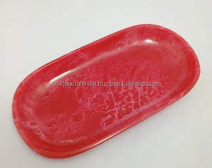 Plateau de service artisanal en résine de marbre vert naturel fait à la main décorations de Noël tendance pour la maison bijoux affichage maison élégante - Product Image 1